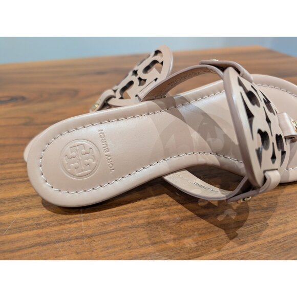 Tory Burch Miller Calf Leather Sandals Women's 5.5 NWT Light Makeup - Picture 7 of 10